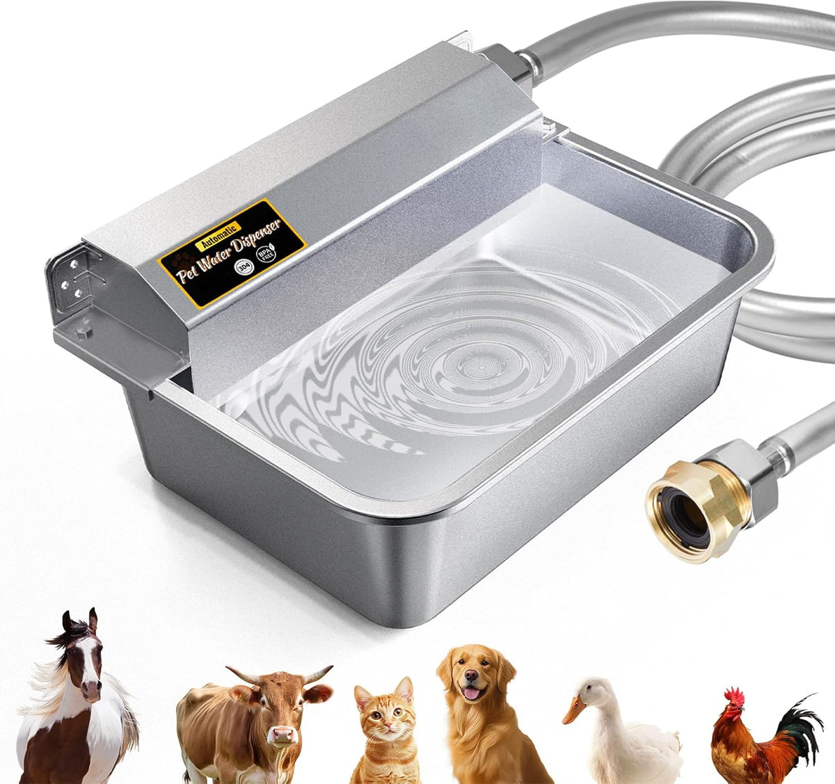 Automatic Water Dispenser for Dogs 2 Gallons, 304 Stainless Steel Dog Water Bowl Dispenser for Farm