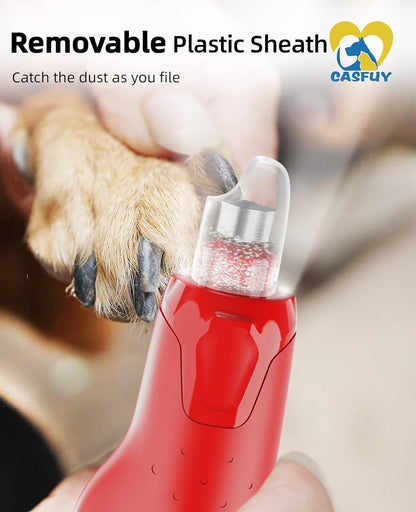 Casfuy Dog Nail Grinder Quiet - (45db) 6-Speed Pet Nail Grinder with 2 LED Lights for Large Medium