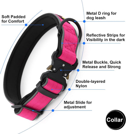Plutus Pet Tactical Dog Collar, Reflective, Adjustable Heavy Duty Dog Collar, Soft Padded and