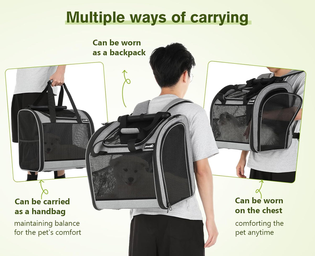 Pecute Cat Backpack with Widened Interior Space, Upgraded Dog Backpack Carrier with Various Ways to