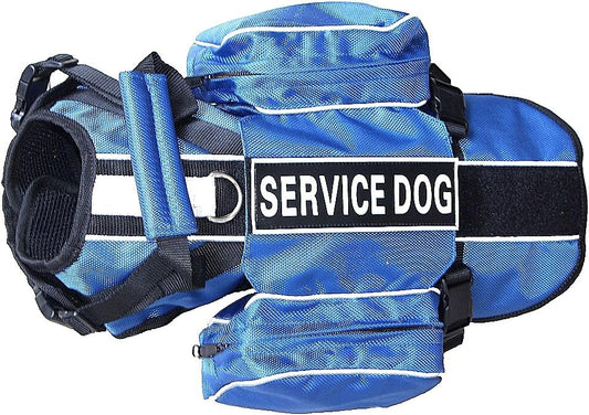 Serijoars Dog Vest Harnesses with Saddlebag Backpack for Camping & Travel - Reflective Hound Hiking