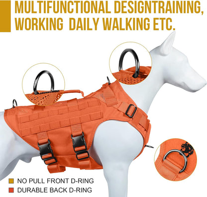 OneTigris Mesh Design Tactical No Pull Dog Harness for Large Dogs, Breathable Service Dog Vest