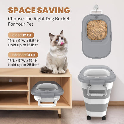 23-25 Lbs Airtight Dog Food Storage Container,Collapsible Dog Food Container with