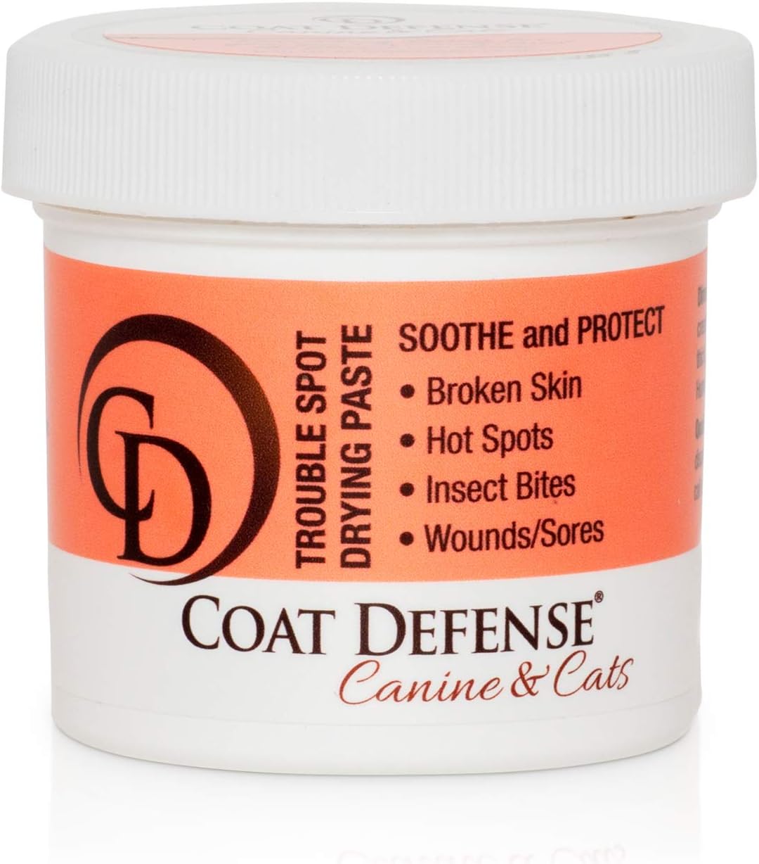 COAT DEFENSE Trouble Spot Drying Paste - Made in USA - 5 Oz Dog & Cat Skin Care, Itchy Skin &