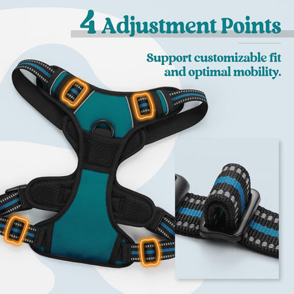 rabbitgoo Dog Harness No Pull with 2 Leash Clips, Adjustable Soft Padded, Reflective Oxford No