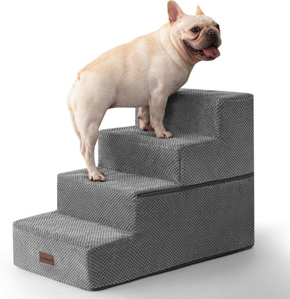 Dog Stairs for Bed 18.5" H, 4-Step Dog Steps for Small Dogs and Cats, Indoor Non-Slip Balanced Pet