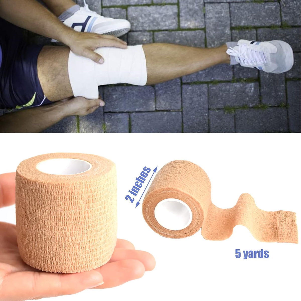 9 Pack 2" x 5 Yards Self Adhesive Bandage Wrap Self Stick Wrap for Ankle, Wrist, Finger, Sports