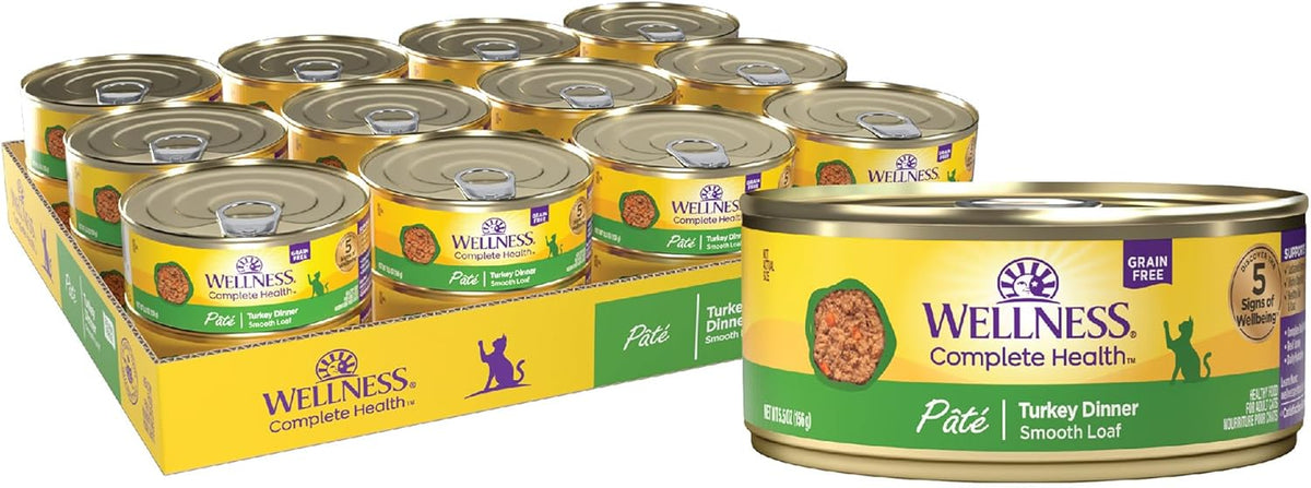 Wellness Complete Health Pate Adult Wet Cat Food, Natural, Protein-Rich, Grain Free, 5.5 Ounce, 24
