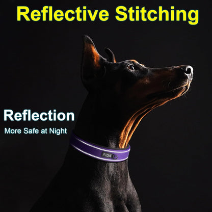Fida Heavy Duty Dog Collar, Ultra Comfortable Soft Neoprene Padded, Adjustable Reflective Nylon Pet