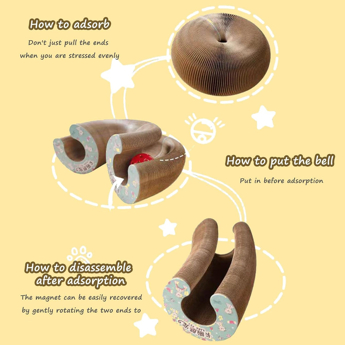 Kitty Curlz Cat Scratching Board, Magic Organ Cat Toy, Made of Recyclable Corrugated Cardboard