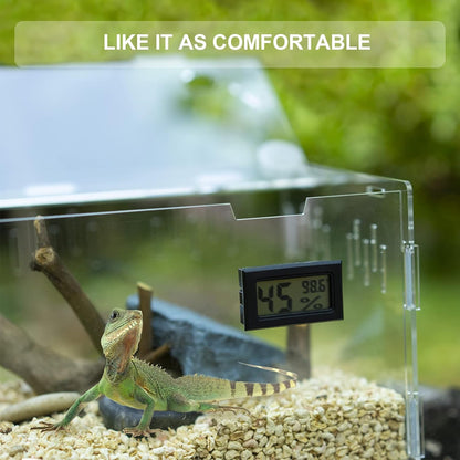 BETAZOOER Reptile Terrarium Breeding Tank Acrylic Reptile Feeding Box with Temperature Hygrometer