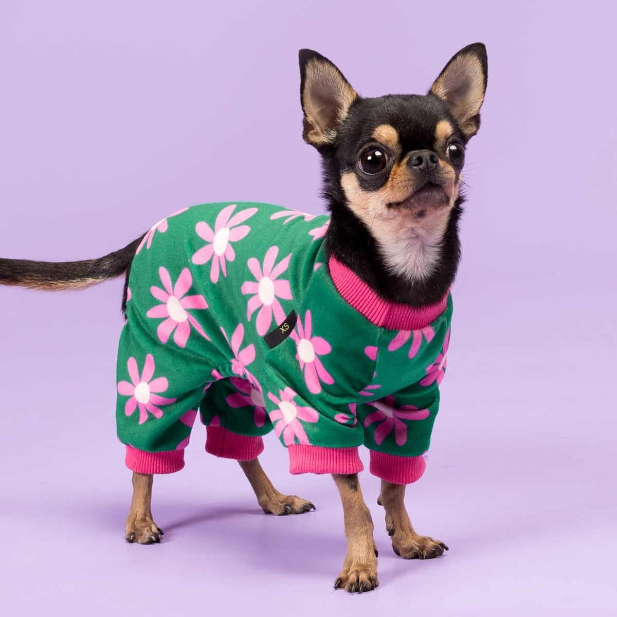 Fitwarm Flower Fleece Dog Pajamas, Warm Winter Dog Clothes for Small Dogs Girl, Cozy Pet Onesie