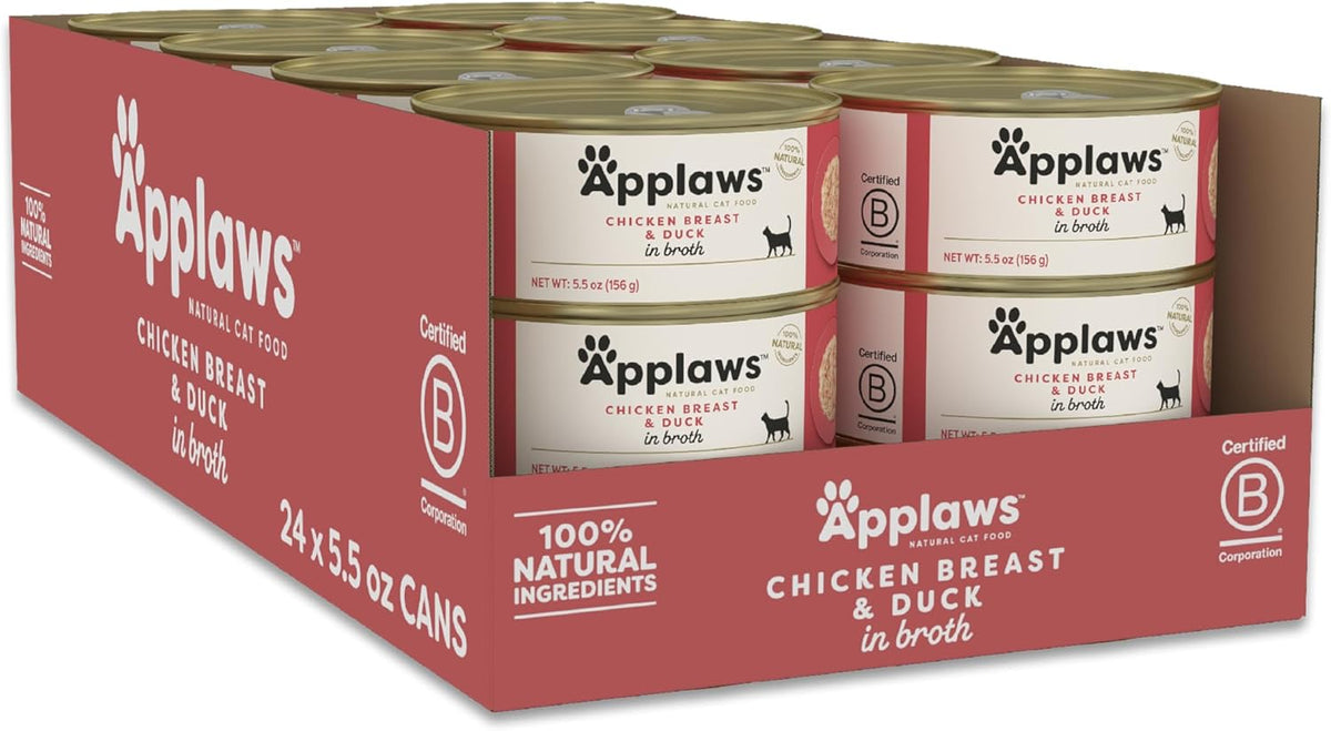 Applaws Natural Wet Cat Food in Broth, Limited Ingredient Canned Wet Cat Food, No Additives, Made