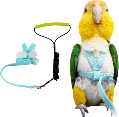 Pet Parrot Bird Harness Leash Adjustable Bird Flying Harness Traction Rope with Cute Wing for