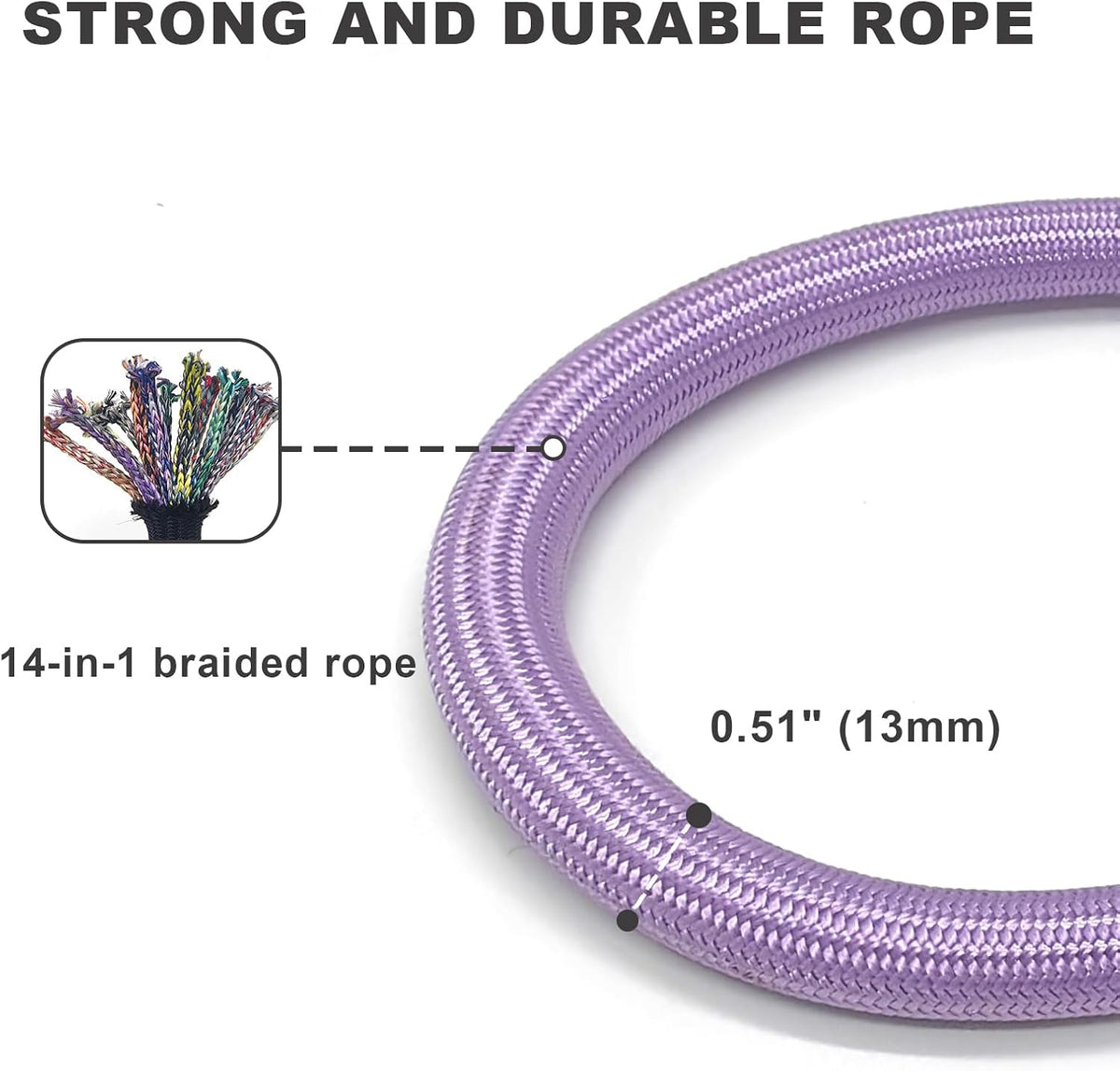 Rope Dog Leash, 6 Foot Heavy Duty Dog Leash with Aviation Aluminum Auto Locking Carabiner, Strong