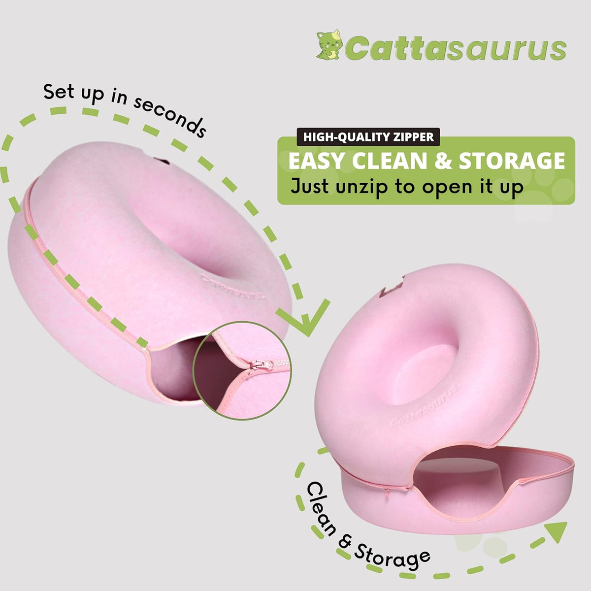 Cattasaurus Peekaboo Cat Cave for Multiple & Large Cats Up to 30-45 Lbs, Scratch Detachable &
