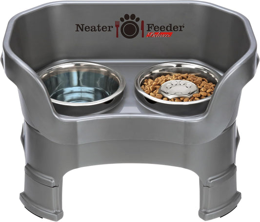 Neater Feeder Deluxe Mess Proof Dog Bowls Elevated for Medium Sized Breeds – Made in USA – No Spill