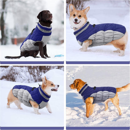 FUAMEY Dog Coat for Large Dogs,Waterproof Dog Winter Jacket with Harness Built in Puppy Cold