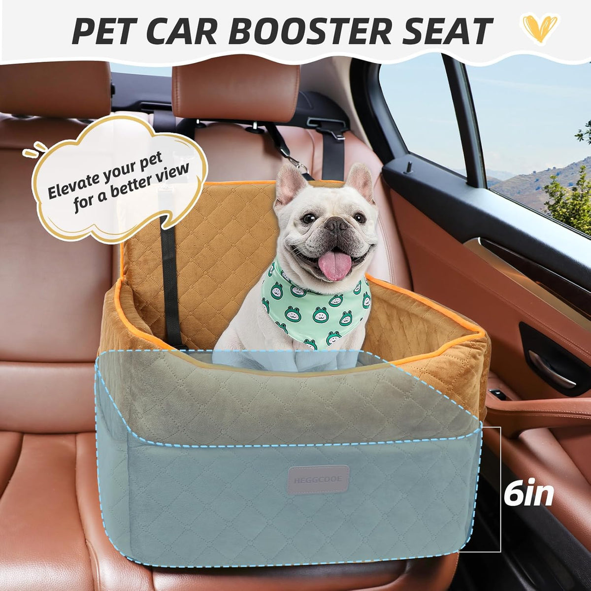 Dog Car Seat for Small Medium Dogs, Memory Foam Dog Booster Seats with Thick Cushion for Dogs Under