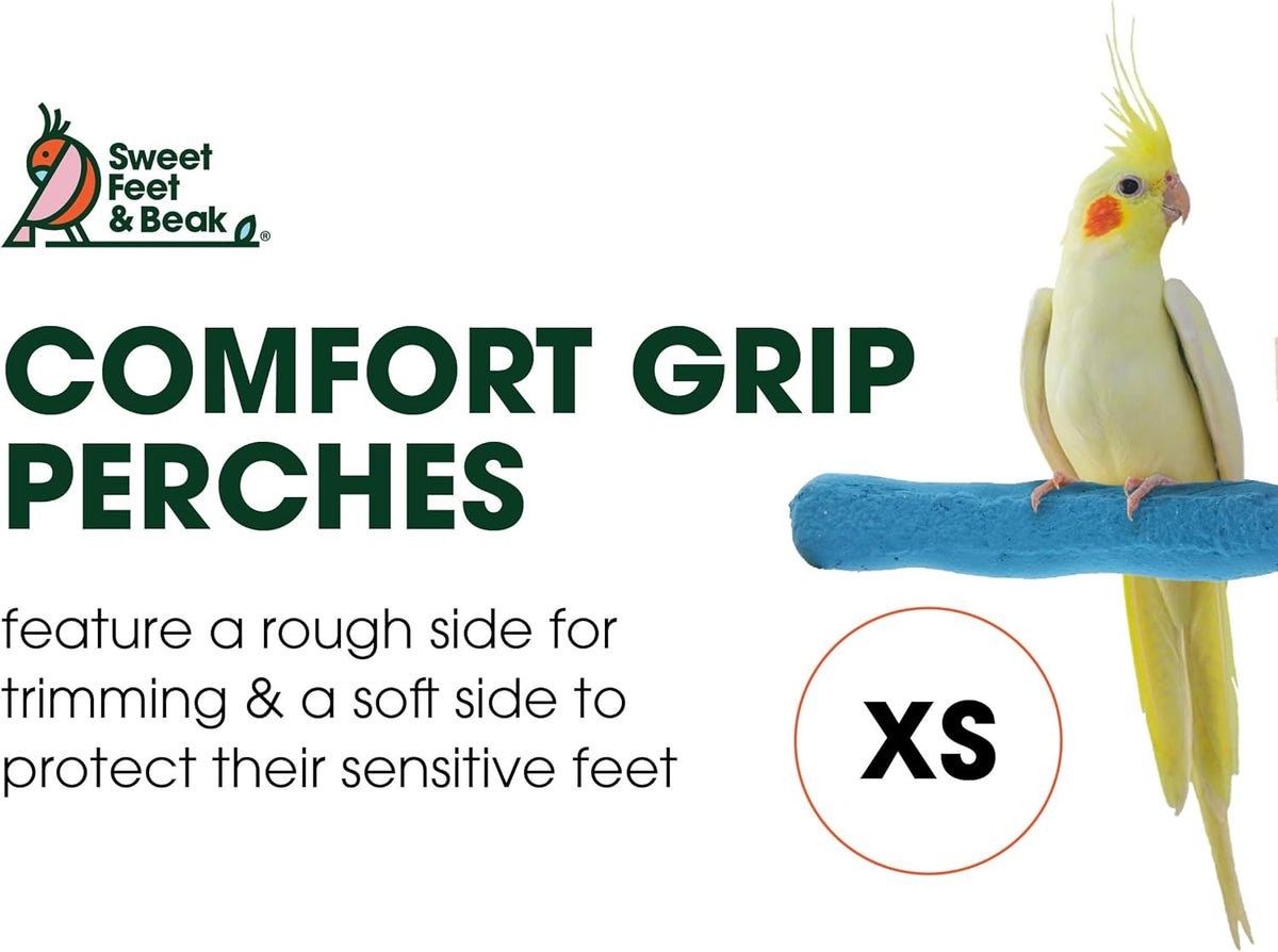 Comfort Grip Safety Perch for Bird Cages - Pedicure Perch for Birds to Keep Nails and Beaks in Top