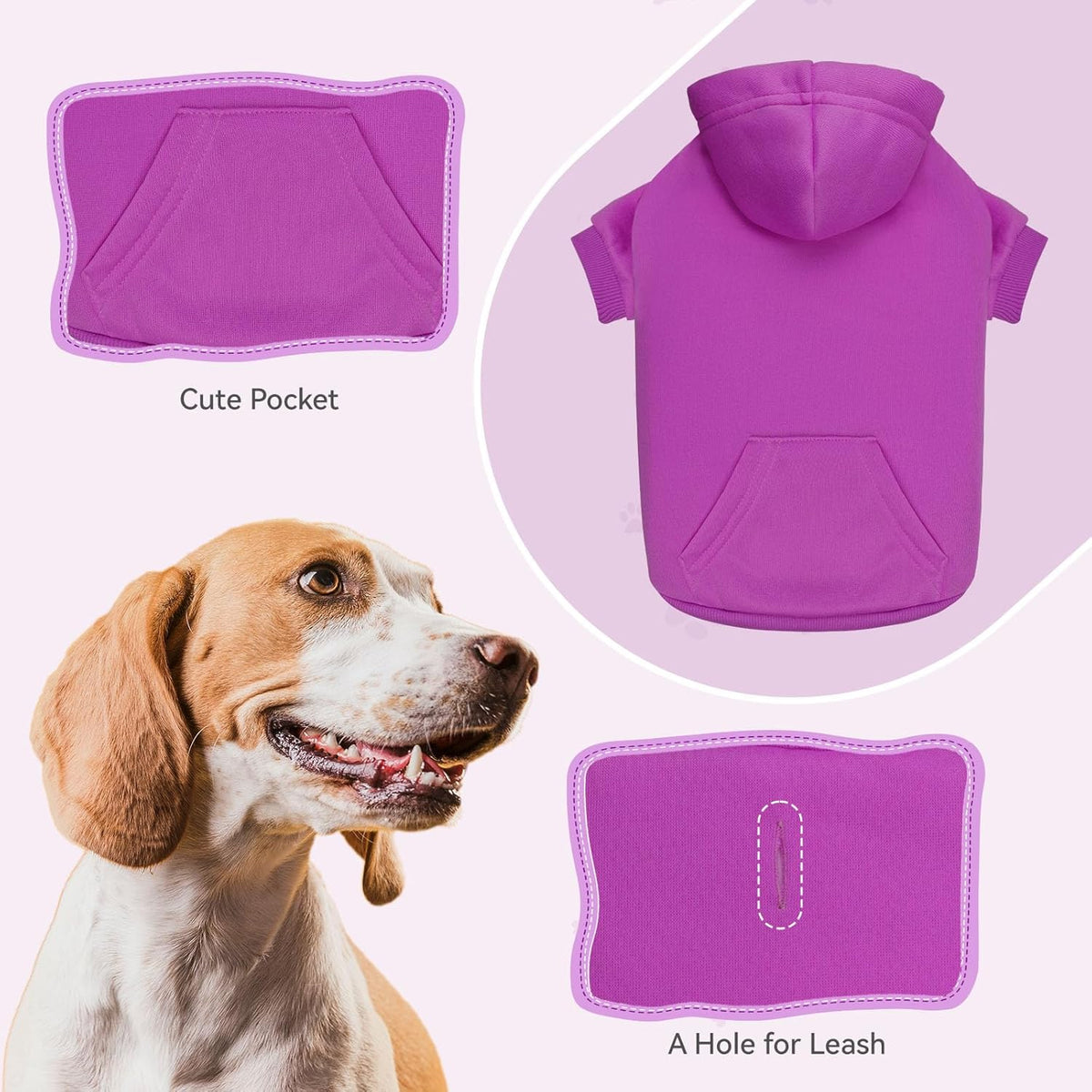 Dog Sweaters for Small Dogs Dog Hoodie Solid Soft Brushed Fleece Clothes Hoodie Sweatshirt with