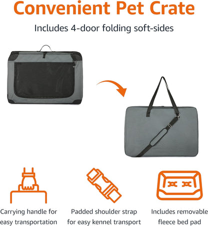 Amazon Basics 4-Doors Portable Soft-Sided Folding Travel Crate Kennel for cat, Dog, and Other Small