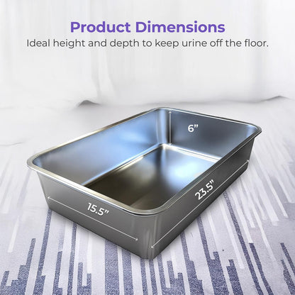 iPrimio Ultimate Stainless Steel XL Cat Litter Box - XL Litter Box for Big Cats - Large Cat Litter