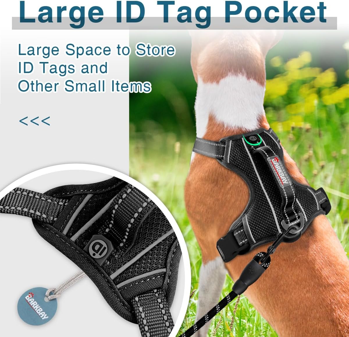 BARKBAY Dog Harness No Pull with ID Tag Pocket - Heavy Duty, Reflective, Easy Control for Large
