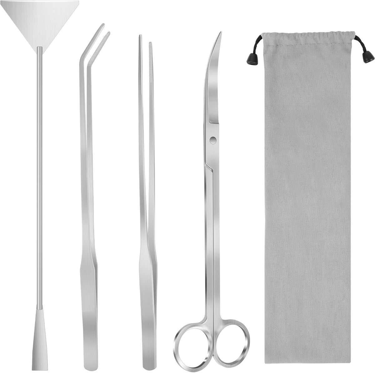 Aquarium Aquascape Tools Kit, 4 in 1 Anti-Rust Aquatic Plant Aquascaping Tool Stainless Steel Black