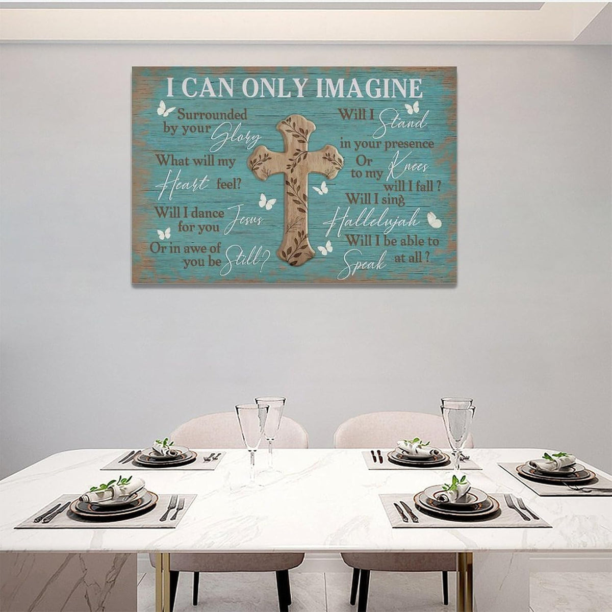 Rustic Christian Cross Wall Art I Can Only Imagine Pictures Farmhouse Butterfly Wall Decor Teal