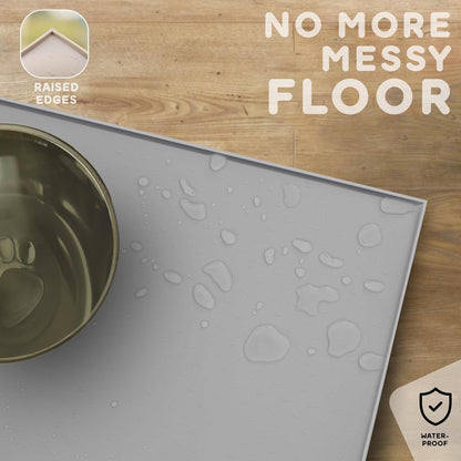 Dog Food Mat - 24x15 Raised Edges Dogs Mat for Food and Water Prevent Spill, Waterproof Cat Food