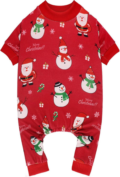 Dog Christmas Pajamas Snowman Pet Clothes Costumes Pjs Stretchy Funny Pet Costumes Outfit Dog