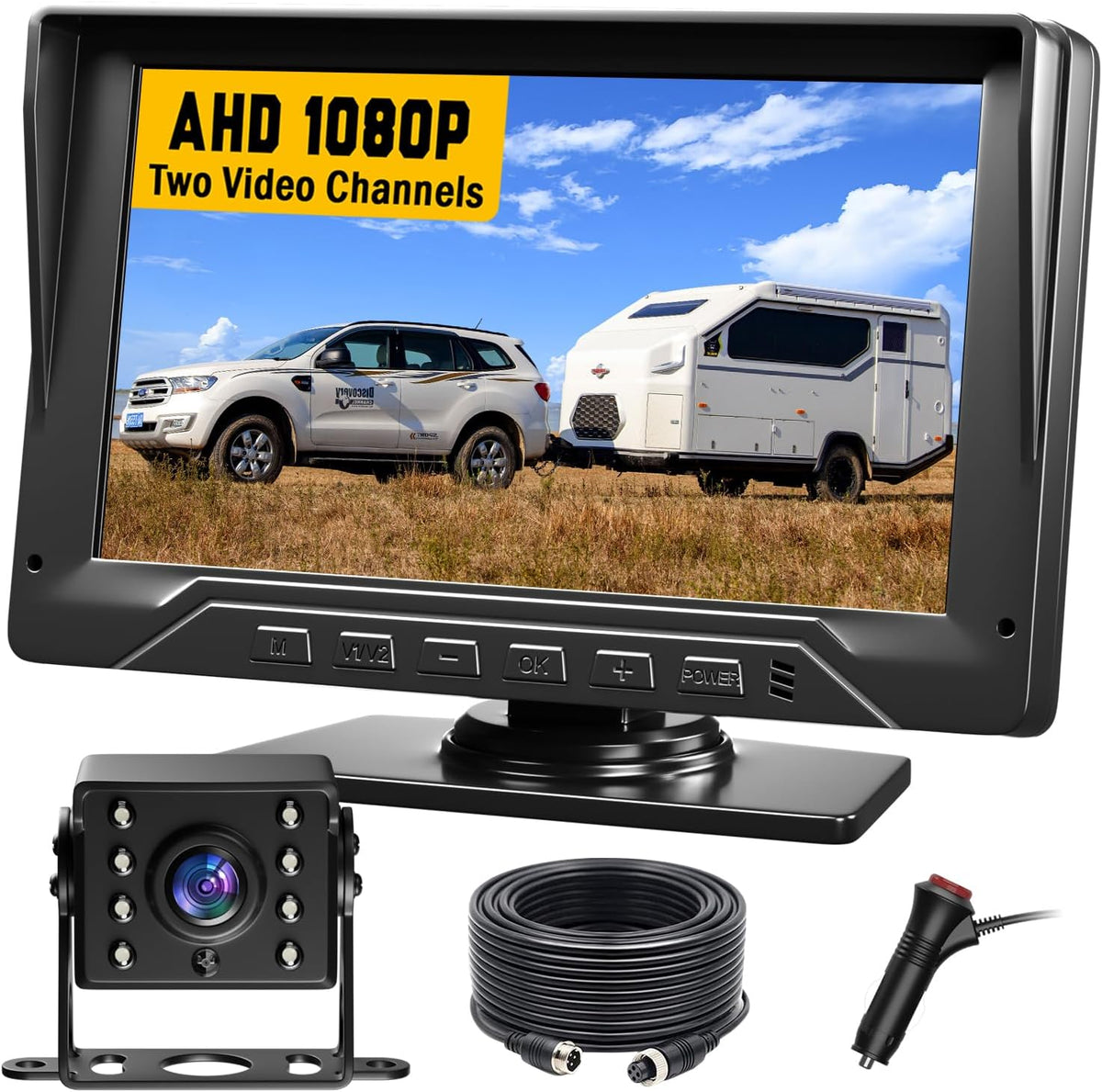 RV Backup Camera Plug and Play, 7'' Backup Camera for Truck Trailer, No Delay, 1080P HD, 2