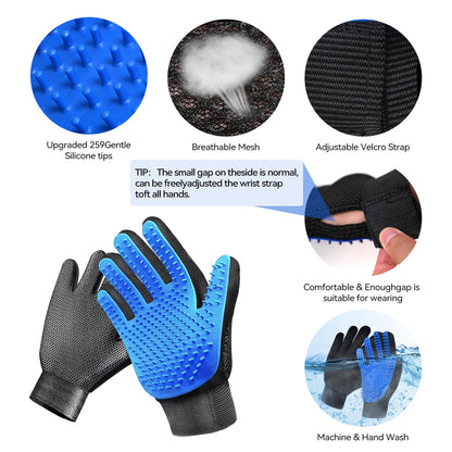 Dog & Cat Brush,Pet Grooming Kit 4PCS- Dog Brush for Shedding| A Pair Pet Hair Removal Gloves|