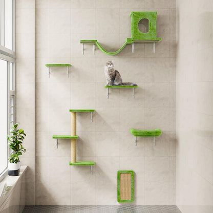 NUNU LAB Cat Wall Shelves, 6 Pcs Luxury Wall-Mounted Cat Climber Set, Indoor Cat Furniture with 1