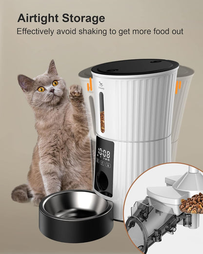 Petory Automatic Cat Feeders Wi-Fi - 4L Dry Food Dispenser for Cats and Dogs 10 Meals per Day Smart