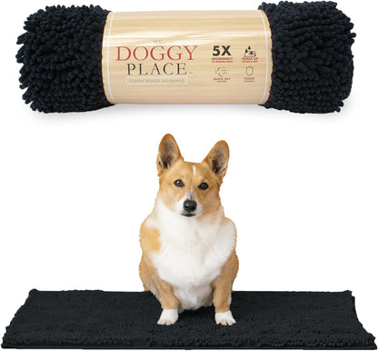 My Doggy Place Microfiber Dog Mat for Muddy Paws, 31" x 20" Black - Absorbent and Quick-Drying Dog