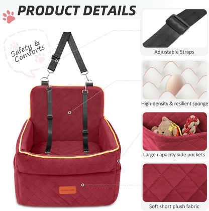 Dog Car Seat for Small Medium Dogs, Memory Foam Puppy Dog Booster Seat with Thick Cushion for Dogs