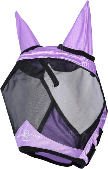 Harrison Howard Pro Luminous Horse Half Face Fly Mask Large Eye Space with Ears UV Protection for