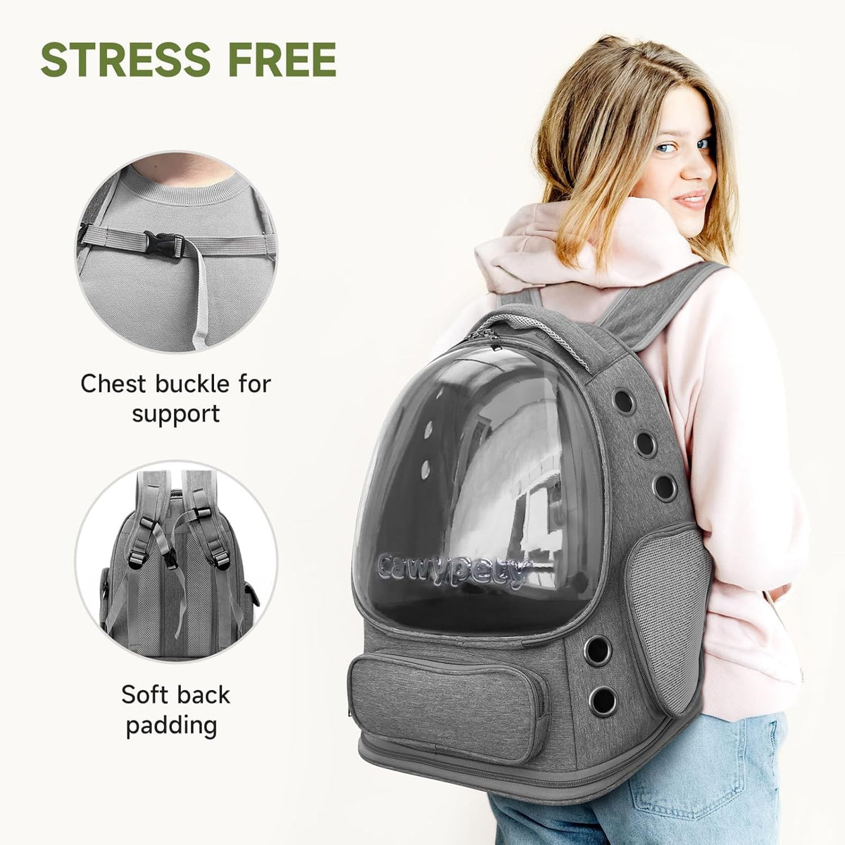 Cat Backpack Carrier, Breathable Cat Carrier Large Space Bubble Pet Backpack for Kitty Small Dog up