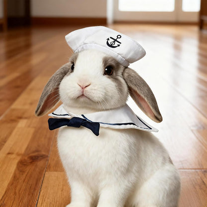 Enjoying Cat Sailor Costume, Halloween Small Dog Sailor Hat Outfit with Tie, Adjustable Pet Navy