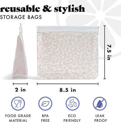 Fit & Fresh Reusable PEVA Storage Bags 3 Pack, Reusable Food Storage Bags, LeakProof, Durable