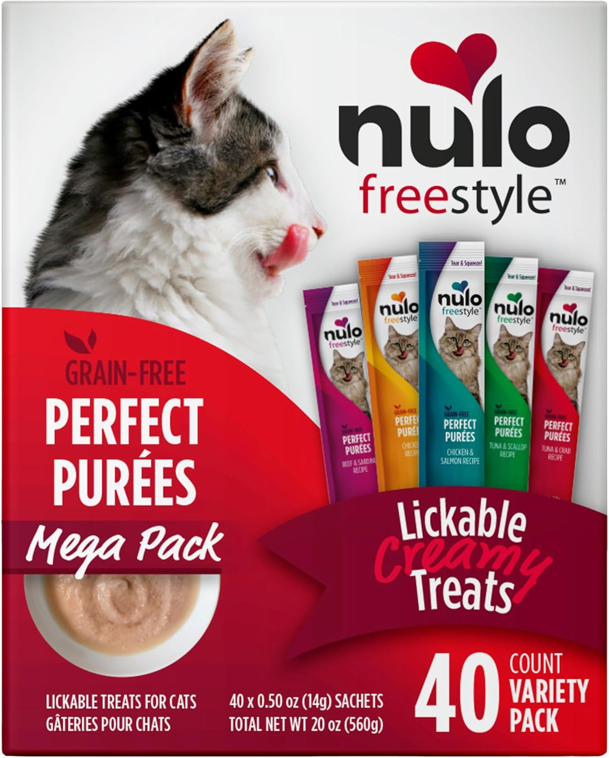 Nulo Freestyle Grain-Free Perfect Purees Premium Wet Cat Treats, Squeezable Meal Topper for