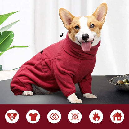 ROZKITCH Fleece Dog Jacket, Pet Windproof Warm Cold Weather Jacket Vest Cozy Jumpsuit Apparel