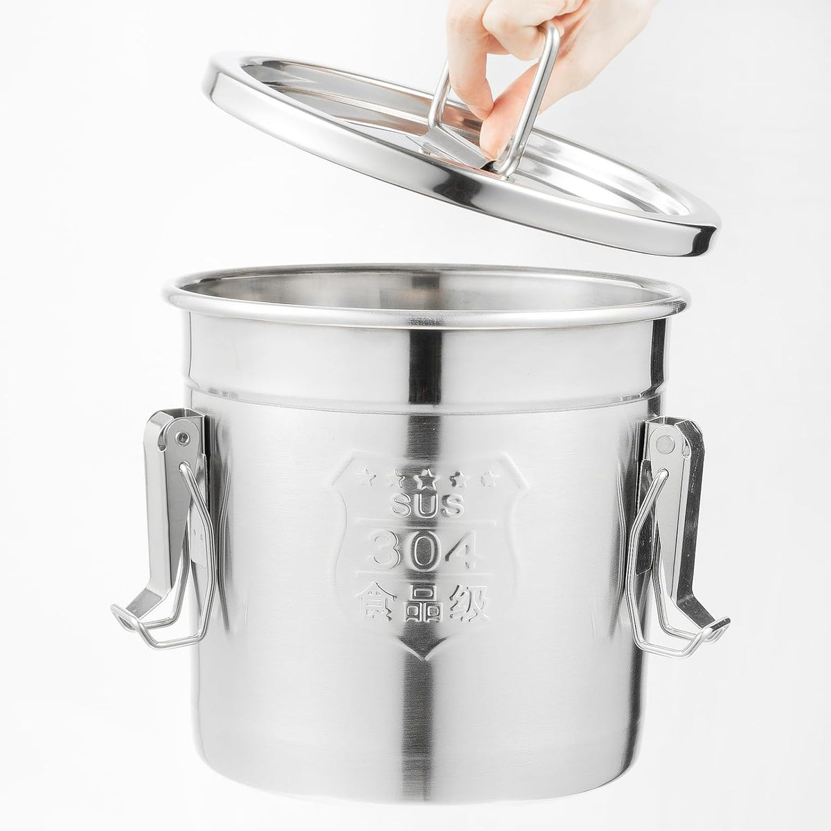 DYNAMI 304 Stainless Steel Containers With Lid,202oz Airtight Flour Container for Kitchen,5-10lbs