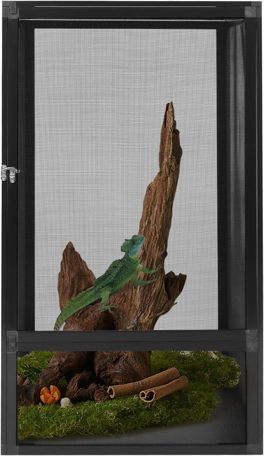 Reptile Pet Feeding Net Box, 17.7"x17.7"x31.5" Micro Habitat Terrarium Enclosure for Small Tree
