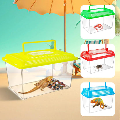 12Pcs Plastic Reptile Terrariums Carrier Cage, Tarantula Enclosure Breeding Box Hatching Container