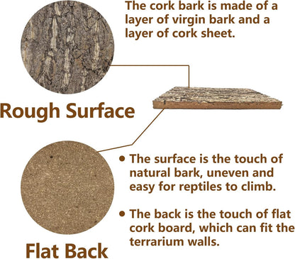 Tfwadmx 2Pcs Terrarium Cork Bark Background, 11.8"x7.8" Thickened Reptile Tank Tree Backdrop Wall