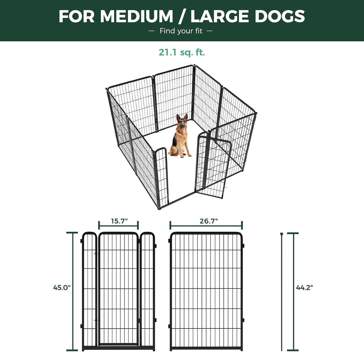 FXW Homeplus Unleashed Indoor Dog Playpen - Stress-Free and Safe Play, Heavy Duty 45 Inch 8 Wire