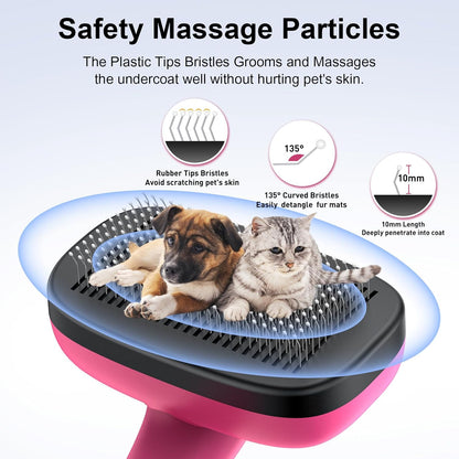 Self Cleaning Slicker Brush for Shedding Long Short Haired Dogs & Cats, Remove Loose Tangling Knot